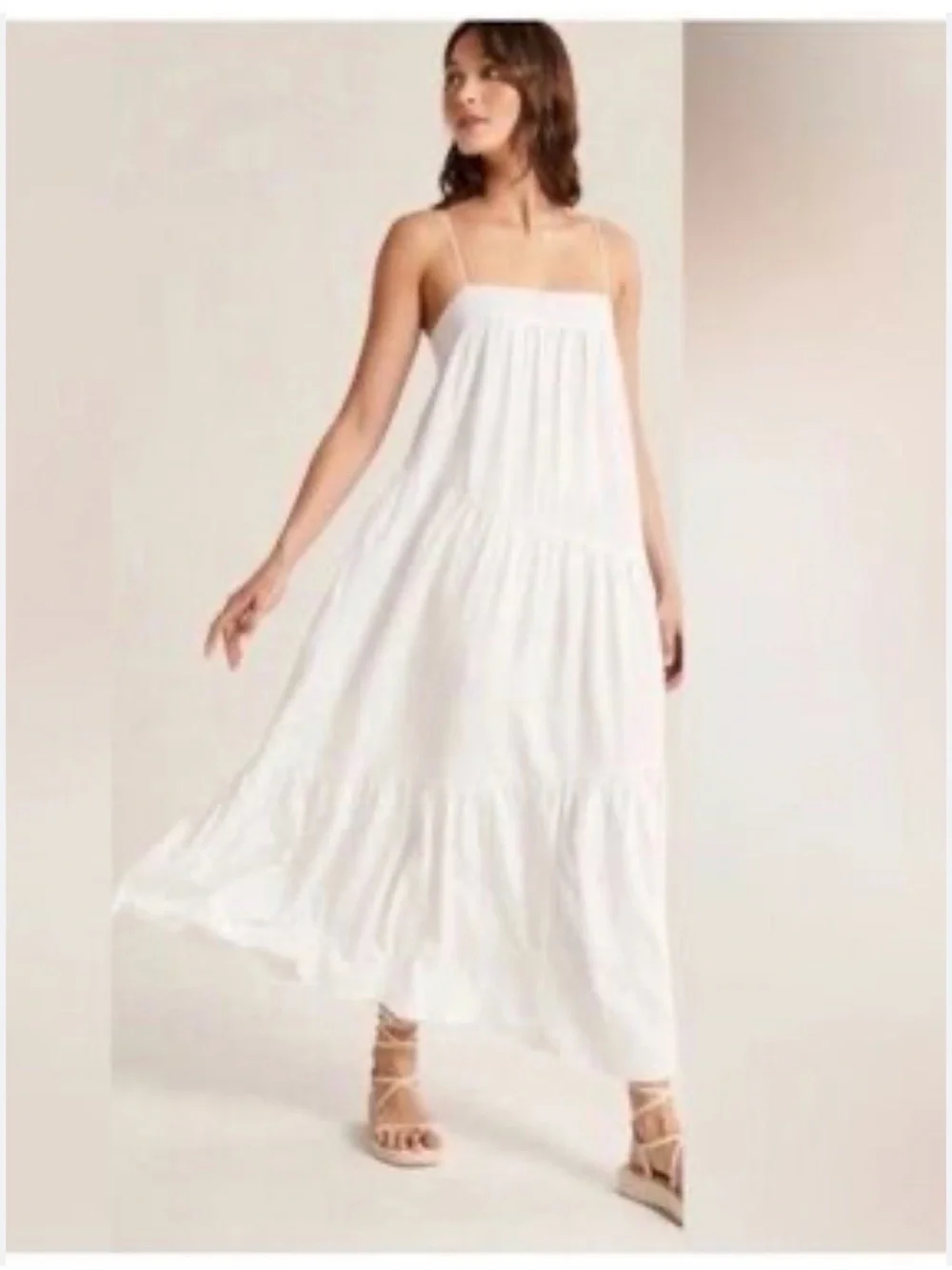 Abercrombie & Fitch Linen Blend Maxi Dress Size large tall Preppy Boho